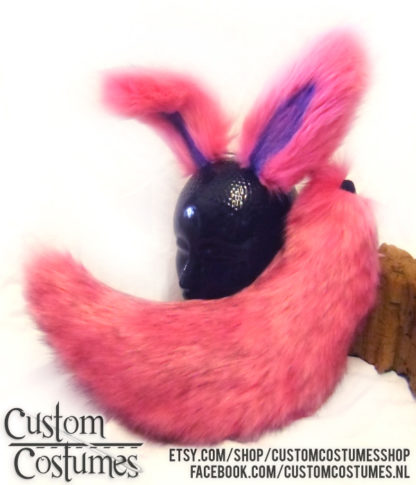 Pokémon, Sylveon in salmon pink and cornflower blue Ears and Tail, Custom Order - Image 2