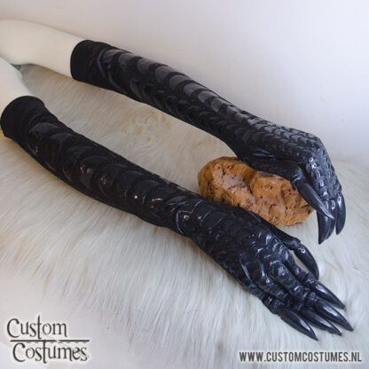 Bird Gloves in Black with Black Nails, Custom Order - Image 2