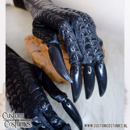 Bird Gloves in Black with Black Nails, Custom Order - Image 3