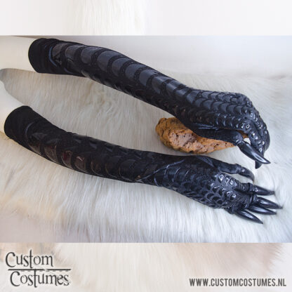 Bird Gloves in Black with Black Nails, Custom Order - Image 4