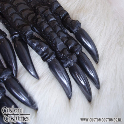 Bird Gloves in Black with Black Nails, Custom Order - Image 6