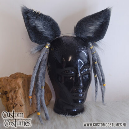 Raccoon in Grey and Black and Dreadlocks Ears and Tail, Custom Order - Image 3