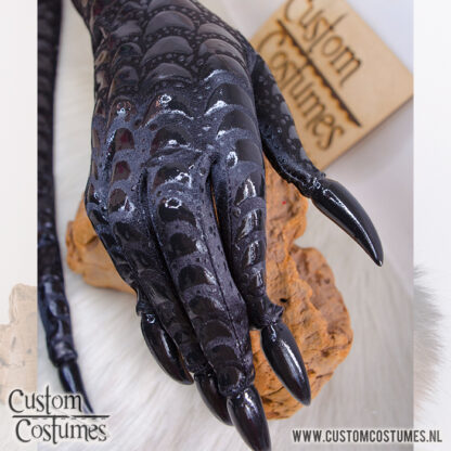 Bird Gloves Black with Black Nails, Custom Order - Image 3