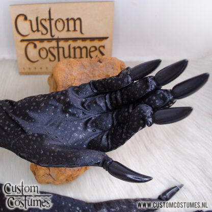 Bird Gloves Black with Black Nails, Custom Order - Image 4
