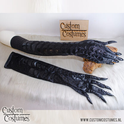 Bird Gloves Black with Black Nails, Custom Order - Image 2