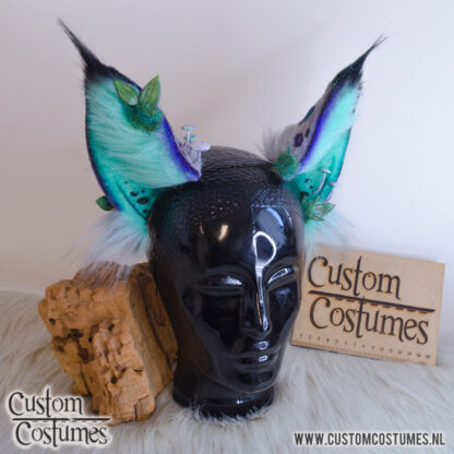 Critter in Turquoise and Purple, with mushrooms and bark Surprise Ears, Custom Order - Image 2