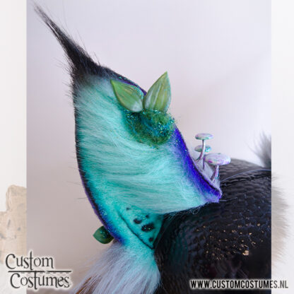 Critter in Turquoise and Purple, with mushrooms and bark Surprise Ears, Custom Order - Image 4