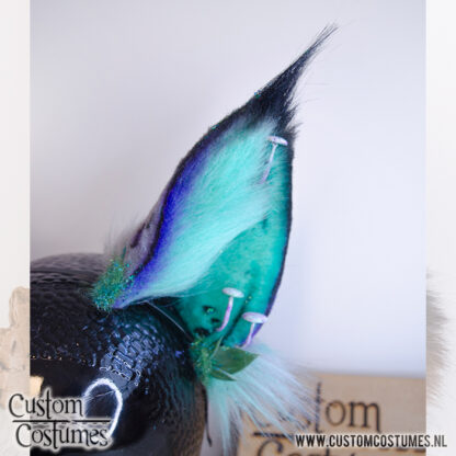 Critter in Turquoise and Purple, with mushrooms and bark Surprise Ears, Custom Order - Image 5