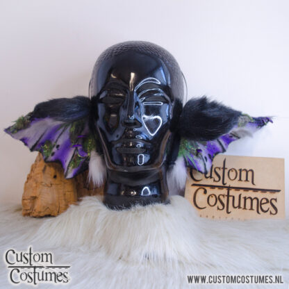 Critter in Black, Purple and Grey, with mushrooms and bark Ears, Custom Order - Image 2