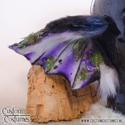 Critter in Black, Purple and Grey, with mushrooms and bark Ears, Custom Order - Image 3