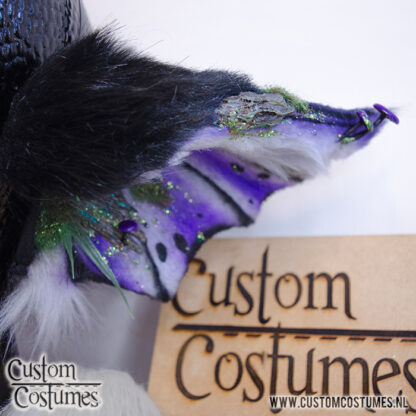 Critter in Black, Purple and Grey, with mushrooms and bark Ears, Custom Order - Image 4