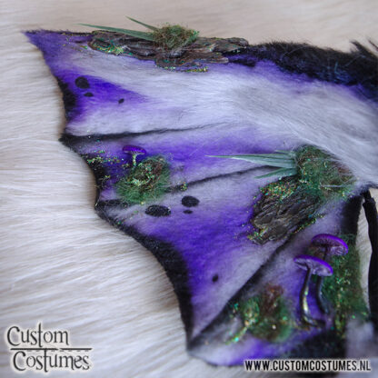 Critter in Black, Purple and Grey, with mushrooms and bark Ears, Custom Order - Image 5