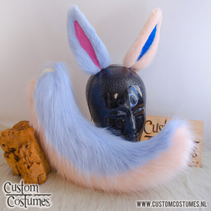 Pokémon, Sylveon in salmon pink and cornflower blue Ears and Tail, Custom Order - Image 2