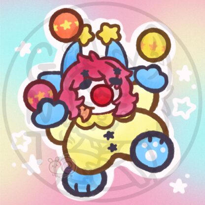 Dragon Clown in light blue with yellow stars, Ears and Horns and Tail, Custom Order - Image 2