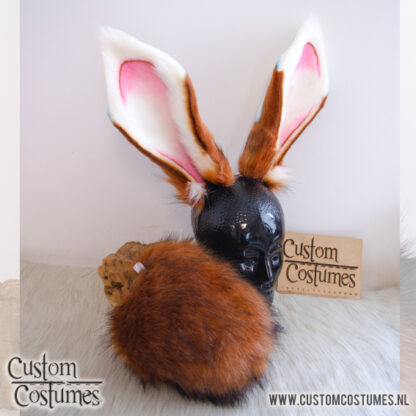 Bunny in Orange, White, Pink and Light Blue, Aurora from League of Legends, Ears and Tail, Custom Order - Image 2