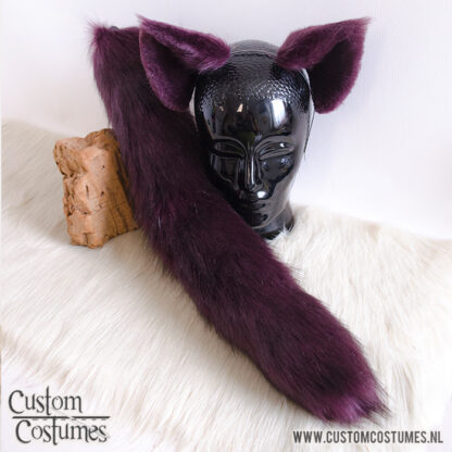 Fox in Dark Red and Dark Purple Ears and Horns and Tail, Custom Order - Image 6