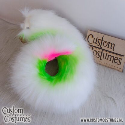 Dog Shiba in White, Bright Green & Bright Pink Ears, Custom Order - Image 3