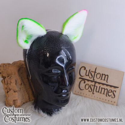 Dog Shiba in White, Bright Green & Bright Pink Ears, Custom Order - Image 4