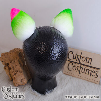 Dog Shiba in White, Bright Green & Bright Pink Ears, Custom Order - Image 5