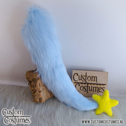 Dragon Clown in light blue with yellow stars, Ears and Horns and Tail, Custom Order - Image 3