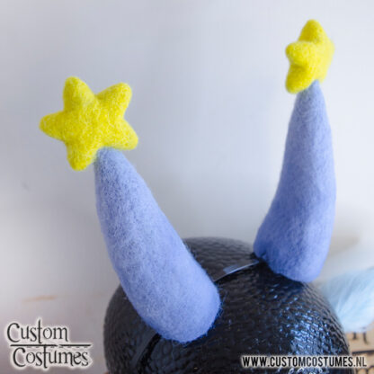Dragon Clown in light blue with yellow stars, Ears and Horns and Tail, Custom Order - Image 5