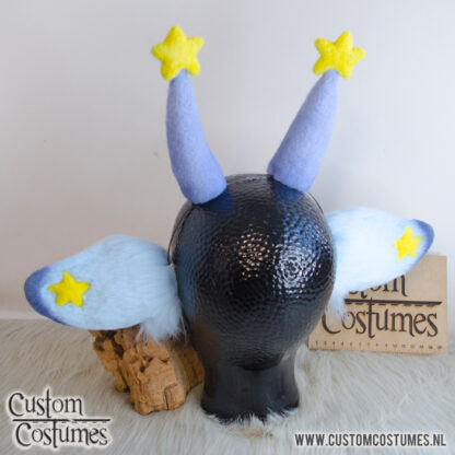 Dragon Clown in light blue with yellow stars, Ears and Horns and Tail, Custom Order - Image 6