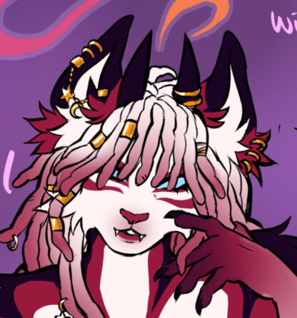 Fox in Dark Red and Dark Purple Ears and Horns and Tail, Custom Order - Image 2
