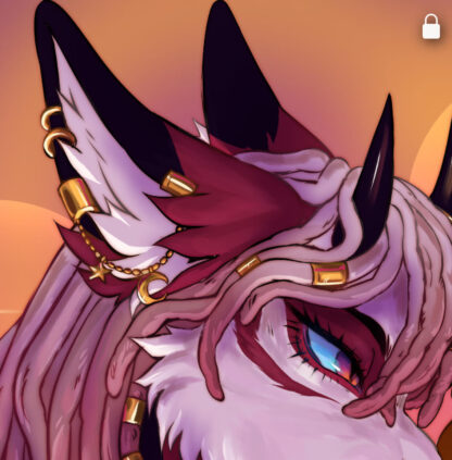 Fox in Dark Red and Dark Purple Ears and Horns and Tail, Custom Order - Image 4