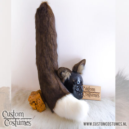 Fox in Dark Brown, white and taupe Ears and Tail, Custom Order - Image 2