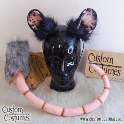 Possum in Dark Grey and Pink Ears and Tail, Custom Order - Image 2