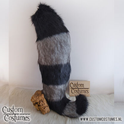 Raccoon in Dark Grey, Black and Beige Ears and Tail, Custom Order - Image 3