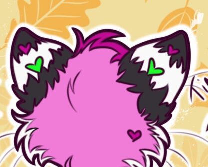 Raccoon in Black, White, Neon Green and Neon Pink Hearts Ears and Tail, Custom Order - Image 5