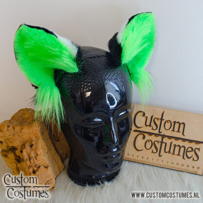 Raccoon in Black, White, Neon Green and Neon Pink Hearts Ears and Tail, Custom Order - Image 5