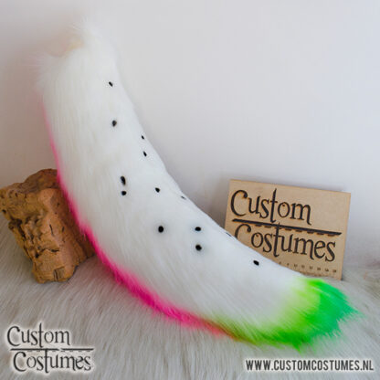 Dog in White, Pink, Green and Black Dragonfruit Ears and/or Tail - Image 2